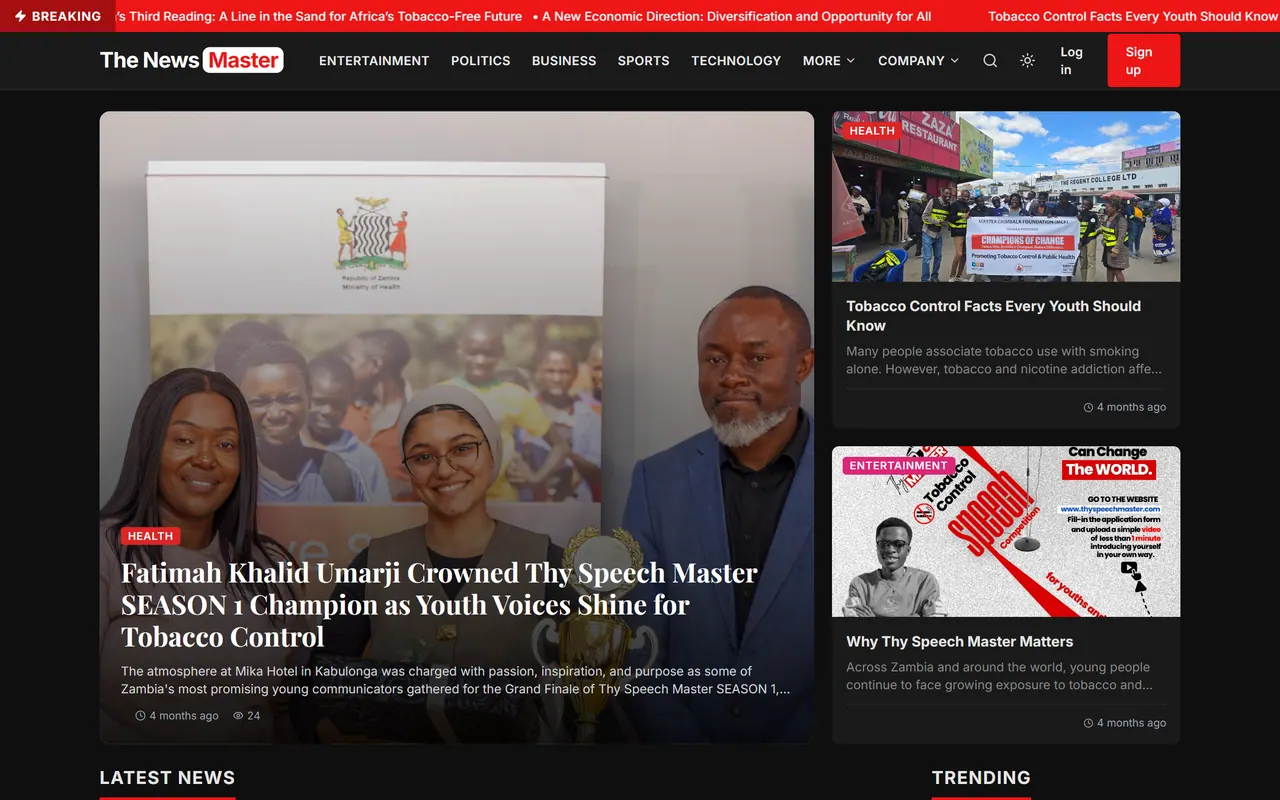 The News Master website, home page